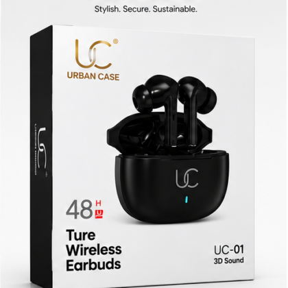 UC Urban Case UC-01 True Wireless Earbuds | Bluetooth 5.3 | 48 Hours Playback | 3D Stereo Sound | HD Calling | Smart Touch Control | Black